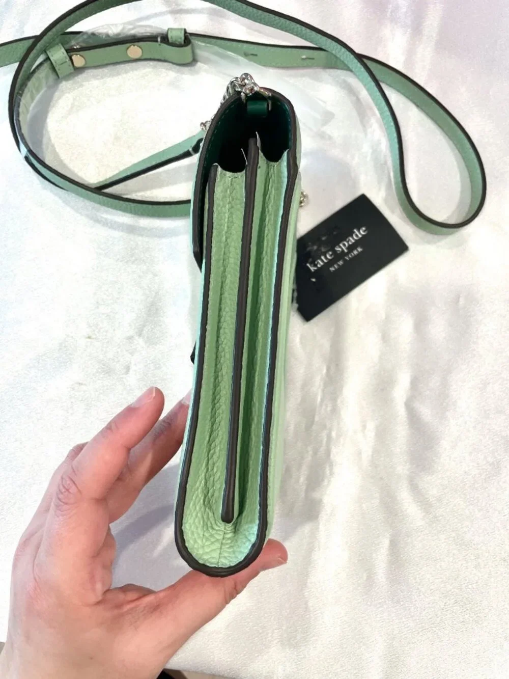 NWT Kate Spade New York Knott North South Photo Crossbody K6376 BeachGlass Green